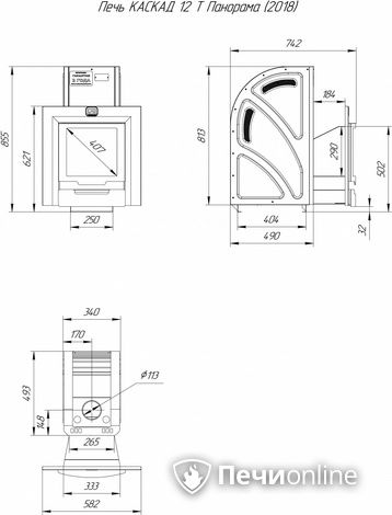 Дровяная банная печь Теплодар Каскад-12 Т Панорама (2018) в Кунгуре