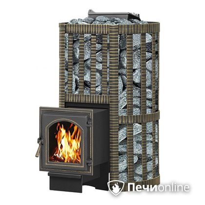 Дровяная банная печь Везувий Ураган Ковка 22 (270) с закрытой каменкой чугун в Кунгуре